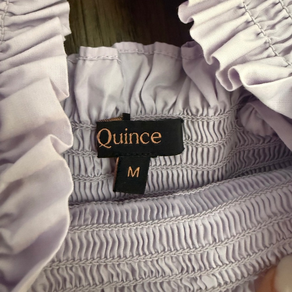 Quince Organic Cotton Smocked Tiered Maxi Dress Lavender Purple Ruffle Strap M - Picture 4 of 7